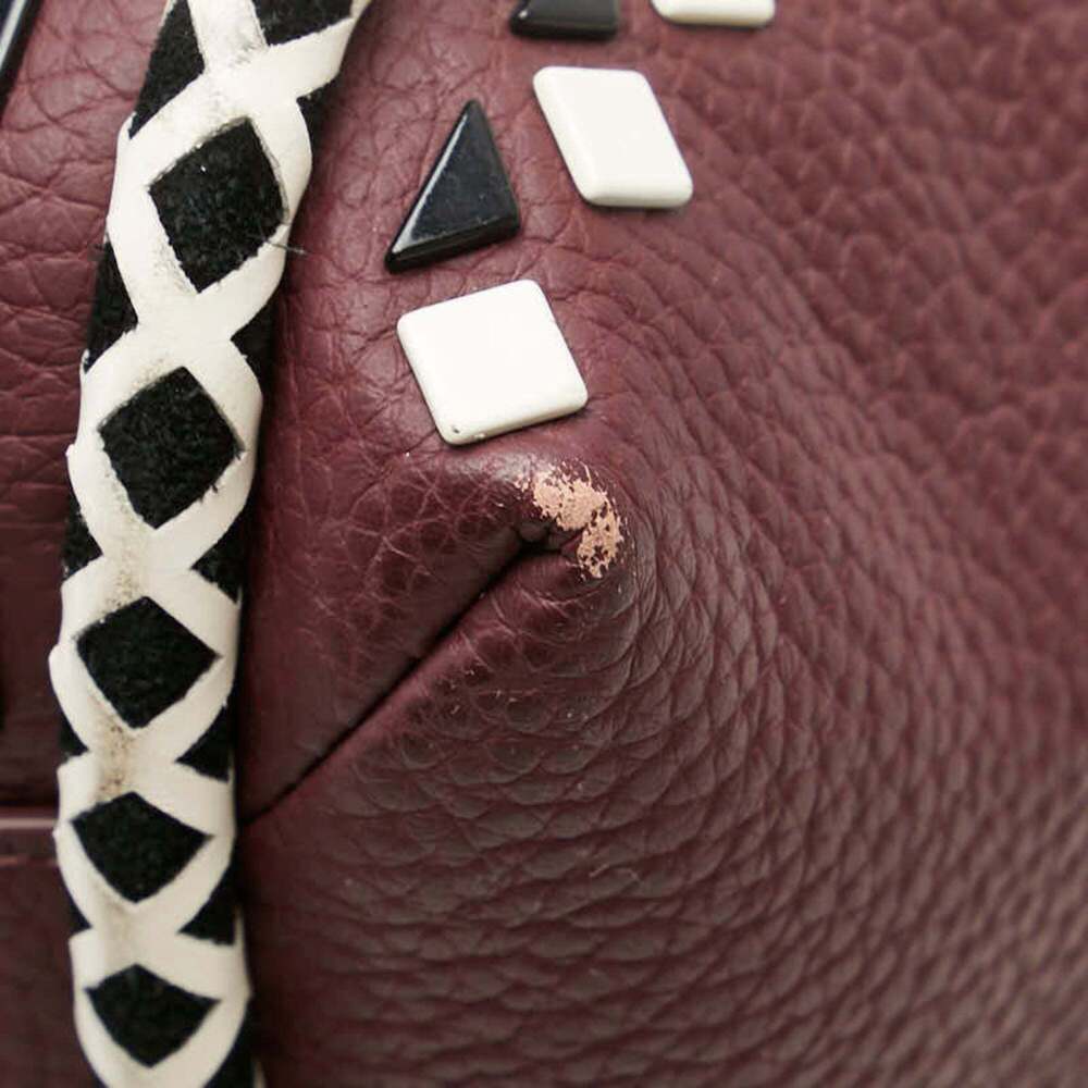 Kate Spade handbag tote bag in wine red, white, and black leather for women. - Picture 4 of 9